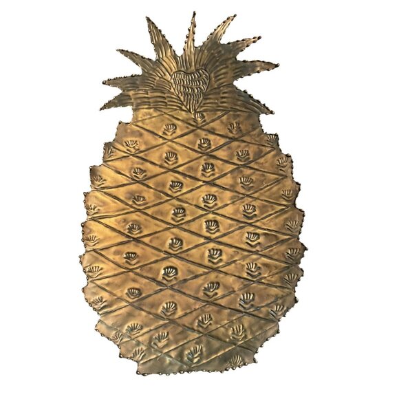 Pineapple-Shaped Brass Platter Metal Design Decorative - Picture 6 of 9